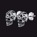 Gothic Celtic Knot Skull Stud Earrings for