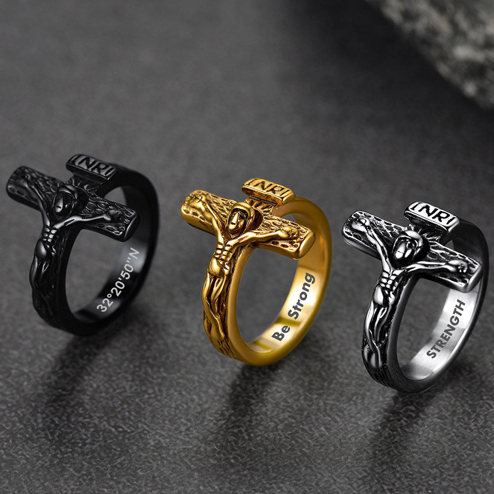 Christian Jesus Crucifix Cross Ring for