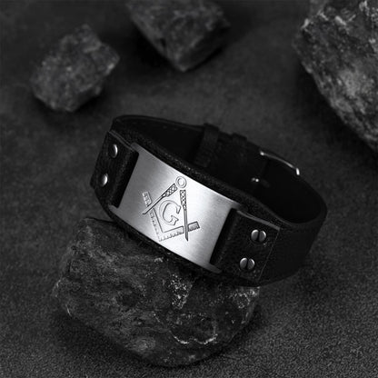 Flash Masonic Cuff Bracelet Leather Wristband for