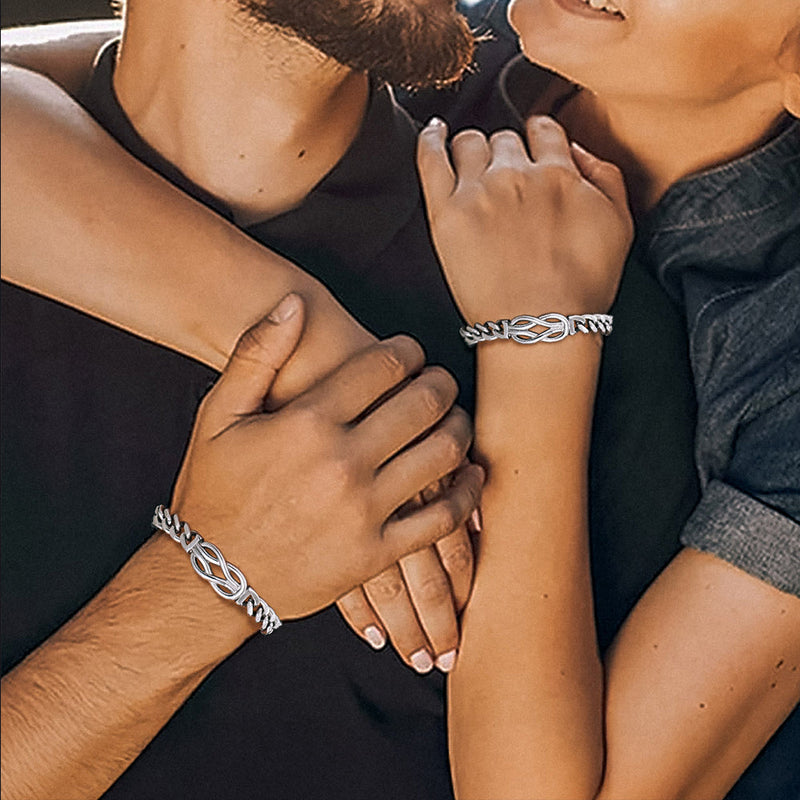 To My Love Infinity Love Knot Cuban Chain Bracelet for Couple
