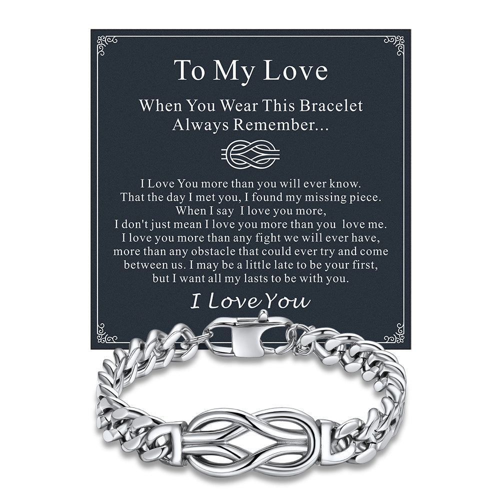To My Love Infinity Love Knot Cuban Chain Bracelet for Couple