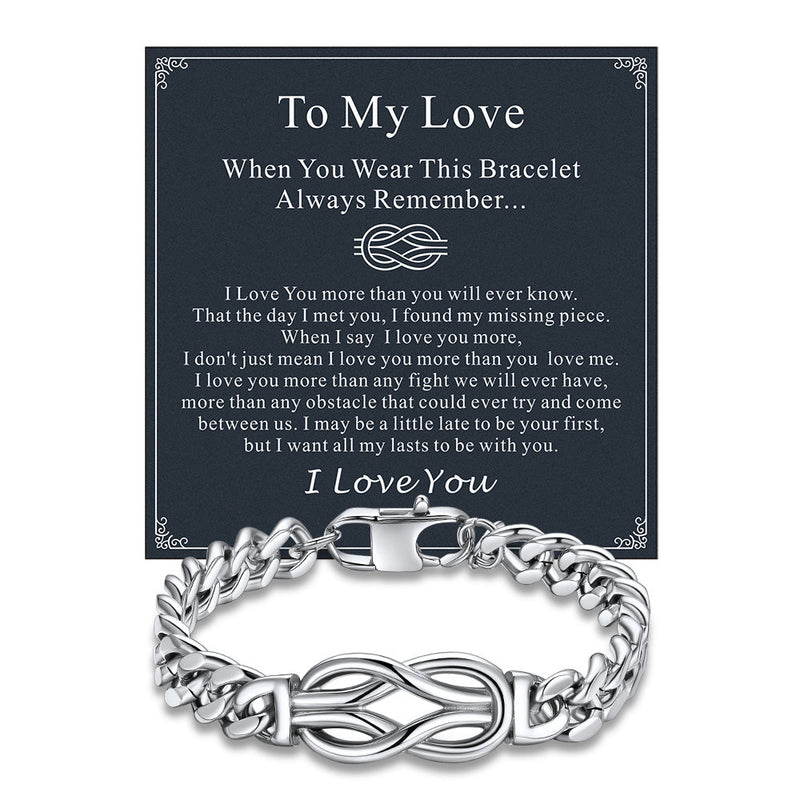 To My Love Infinity Love Knot Cuban Chain Bracelet for Couple