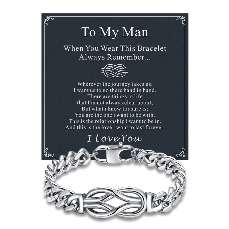 To My Love Infinity Love Knot Cuban Chain Bracelet for Couple