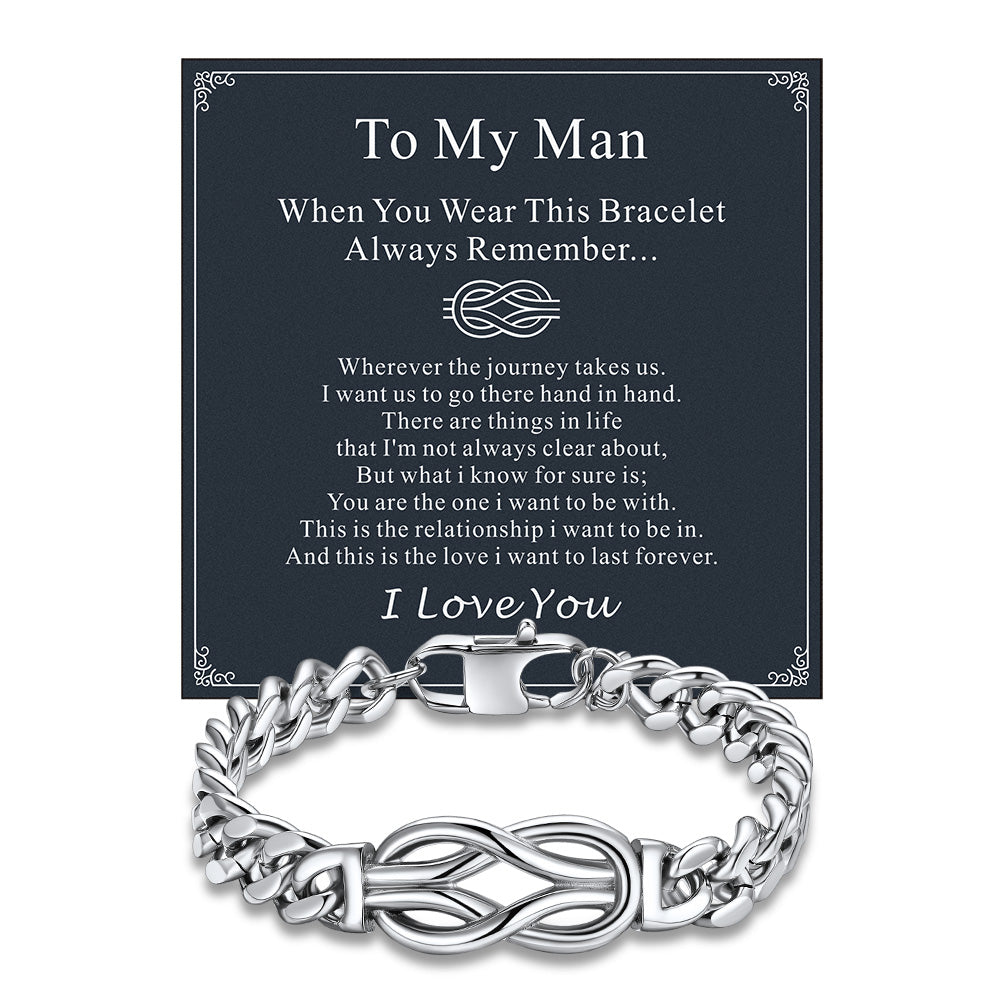 Infinity Love Knot Cuban Link Chain Bracelet for