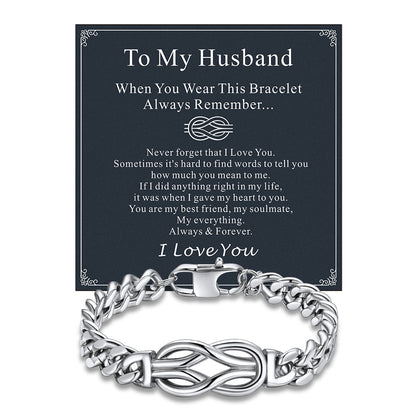 Infinity Love Knot Cuban Link Chain Bracelet for