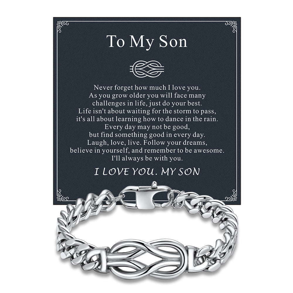 Infinity Love Knot Cuban Link Chain Bracelet for