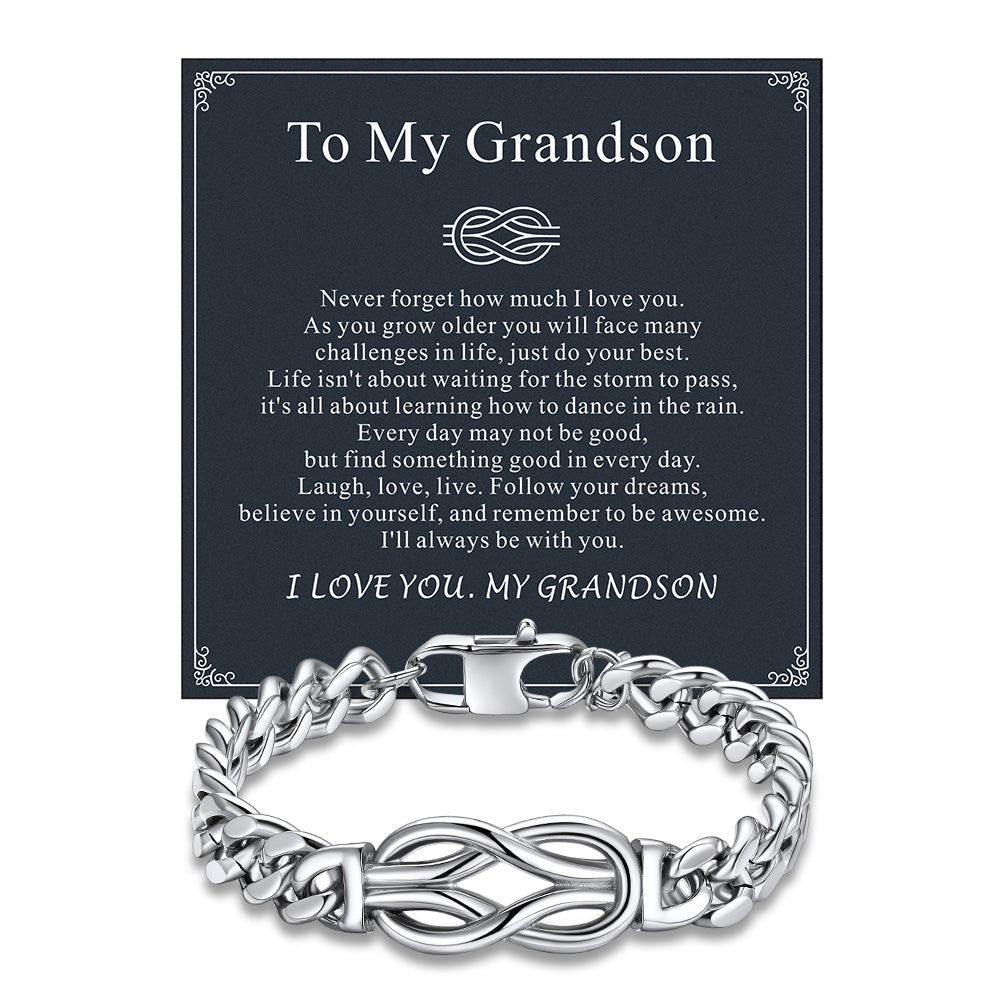 Infinity Love Knot Cuban Link Chain Bracelet for