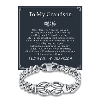 Infinity Love Knot Cuban Link Chain Bracelet for