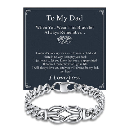 Infinity Love Knot Cuban Link Chain Bracelet for