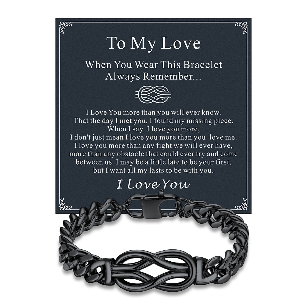 Infinity Love Knot Cuban Link Chain Bracelet for