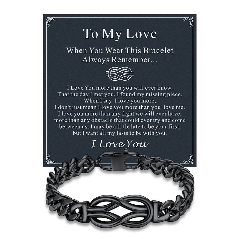 To My Love Infinity Love Knot Cuban Chain Bracelet for Couple