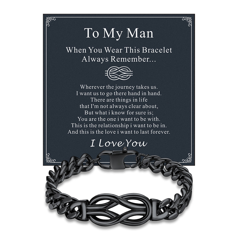 To My Love Infinity Love Knot Cuban Chain Bracelet for Couple