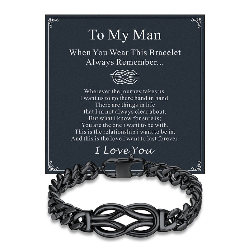 To My Love Infinity Love Knot Cuban Chain Bracelet for Couple
