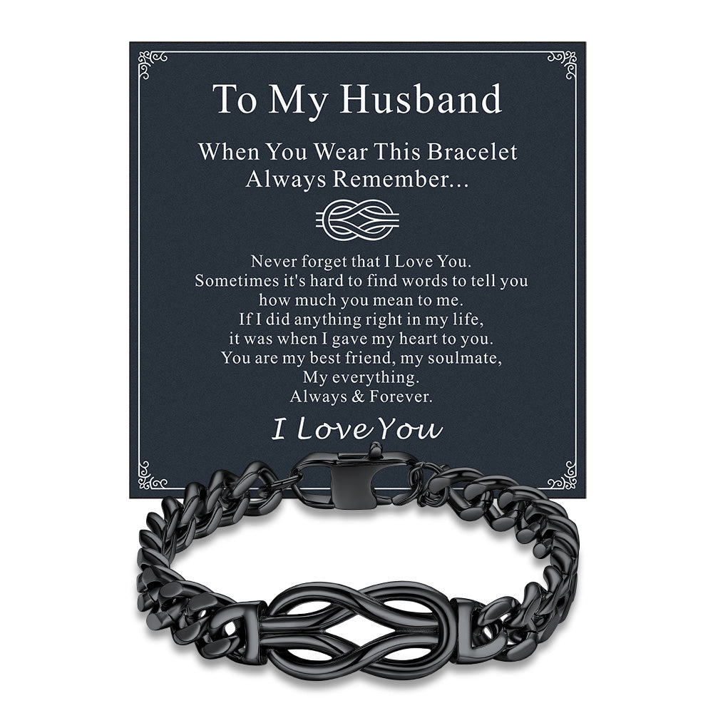 Infinity Love Knot Cuban Link Chain Bracelet for