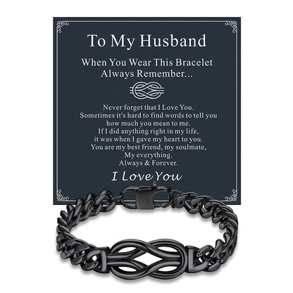 To My Love Infinity Love Knot Cuban Chain Bracelet for Couple