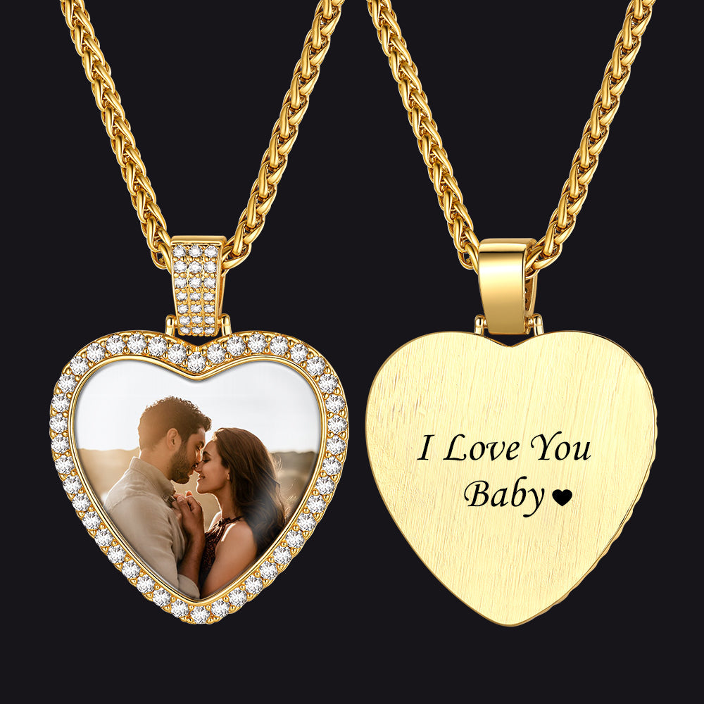 Customized Heart Picture Photo Necklace Memorial Gift for