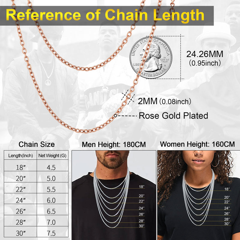 Cable Chain Necklace for 2mm Width