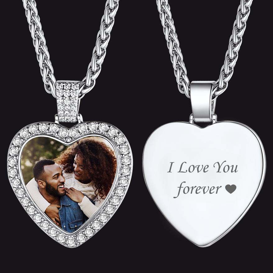Customized Heart Picture Photo Necklace Memorial Gift for
