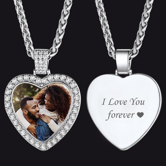 Customized Heart Picture Photo Necklace Memorial Gift for