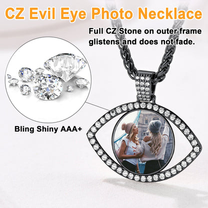 Personalized Cz Evil Eye Memorial Necklace With Picture for