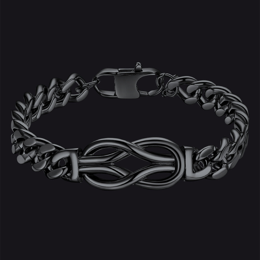 Infinity Love Knot Cuban Link Chain Bracelet for
