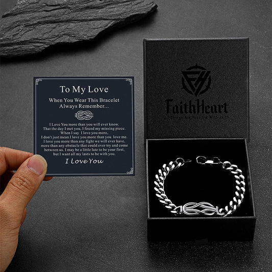To My Love Infinity Love Knot Cuban Chain Bracelet for Couple