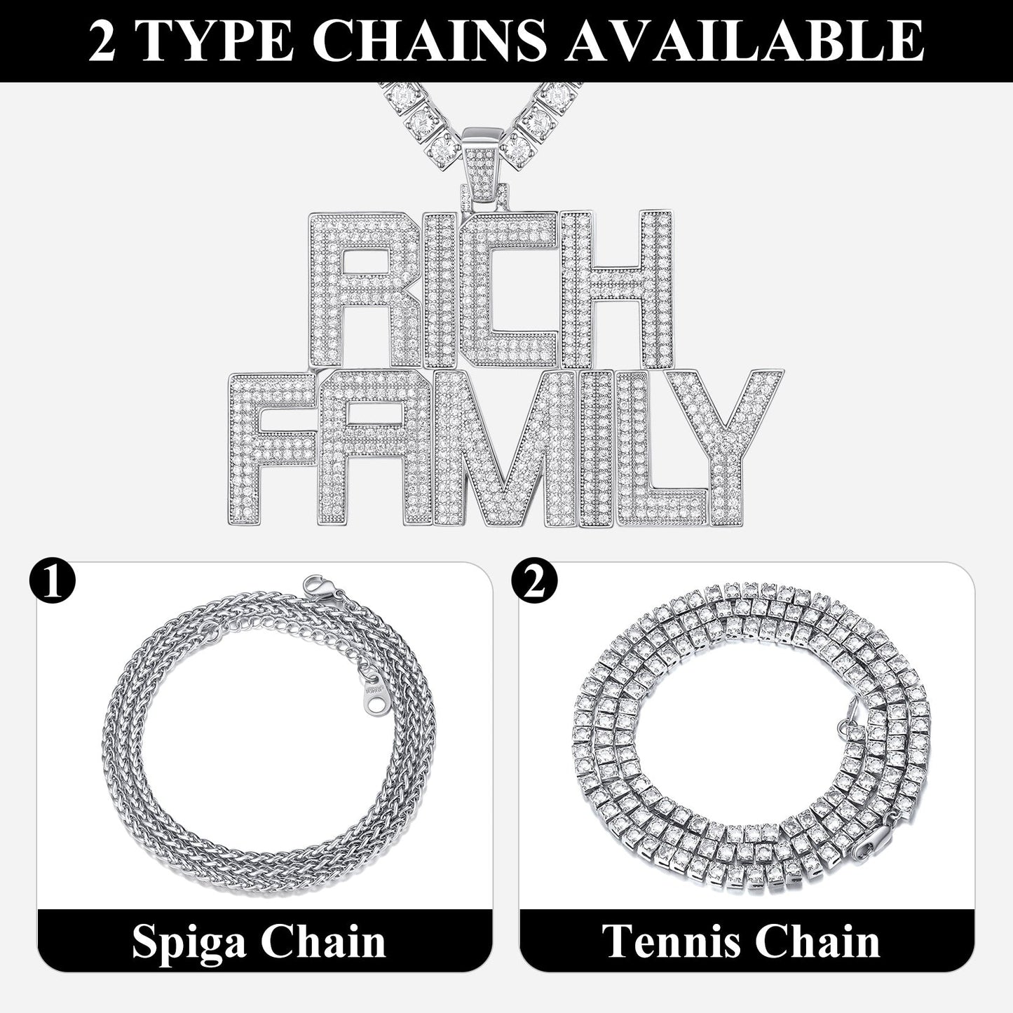 Custom Hip Hop Cubic Zirconia Initials Pendant Necklace for