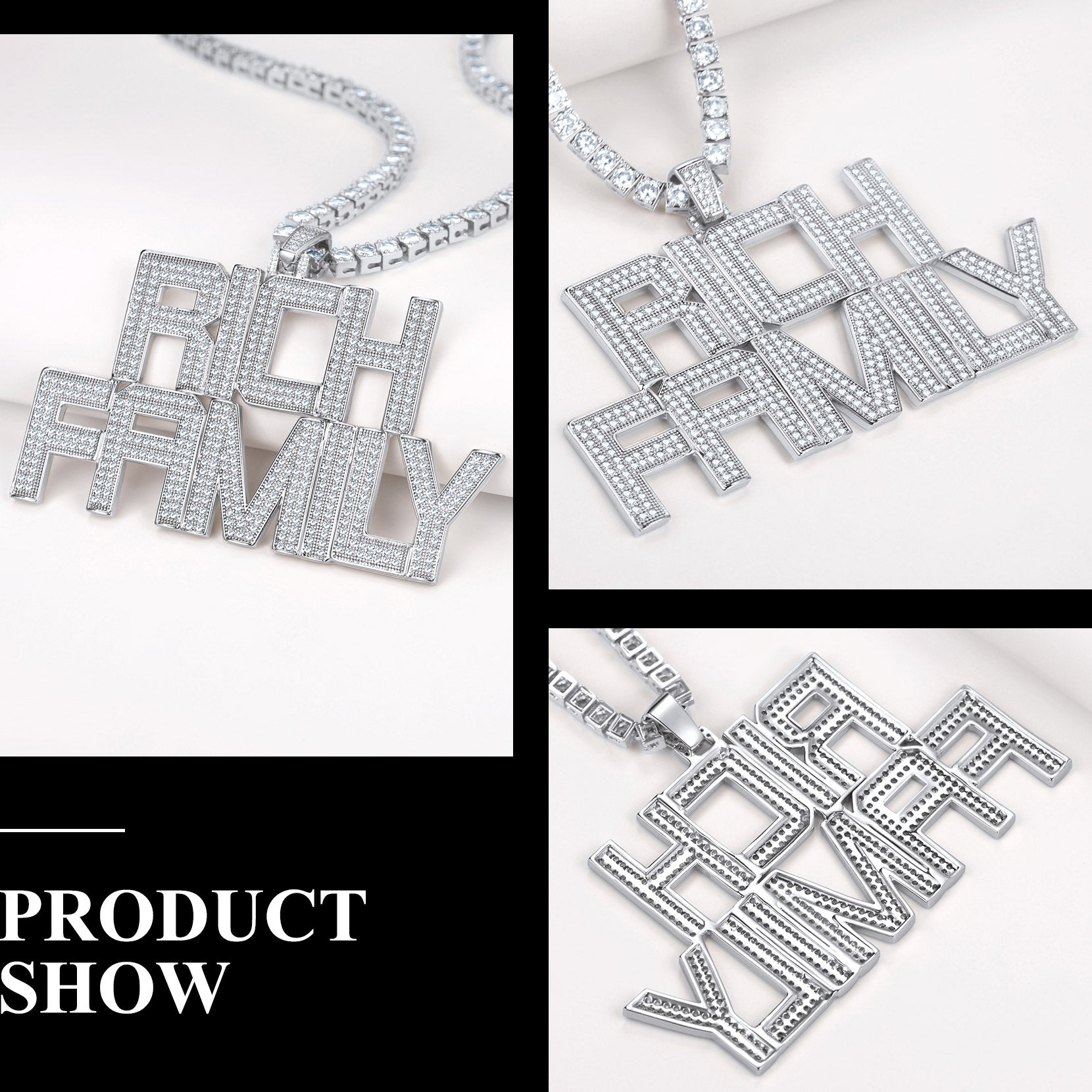Custom Hip Hop Cubic Zirconia Initials Pendant Necklace for