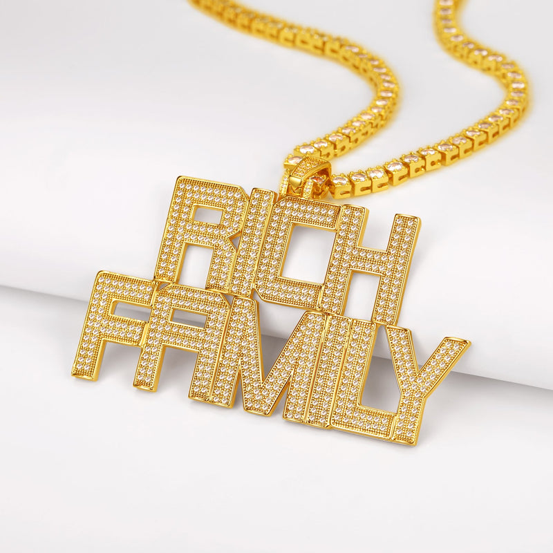 Custom Hip Hop Cubic Zirconia Initials Pendant Necklace for