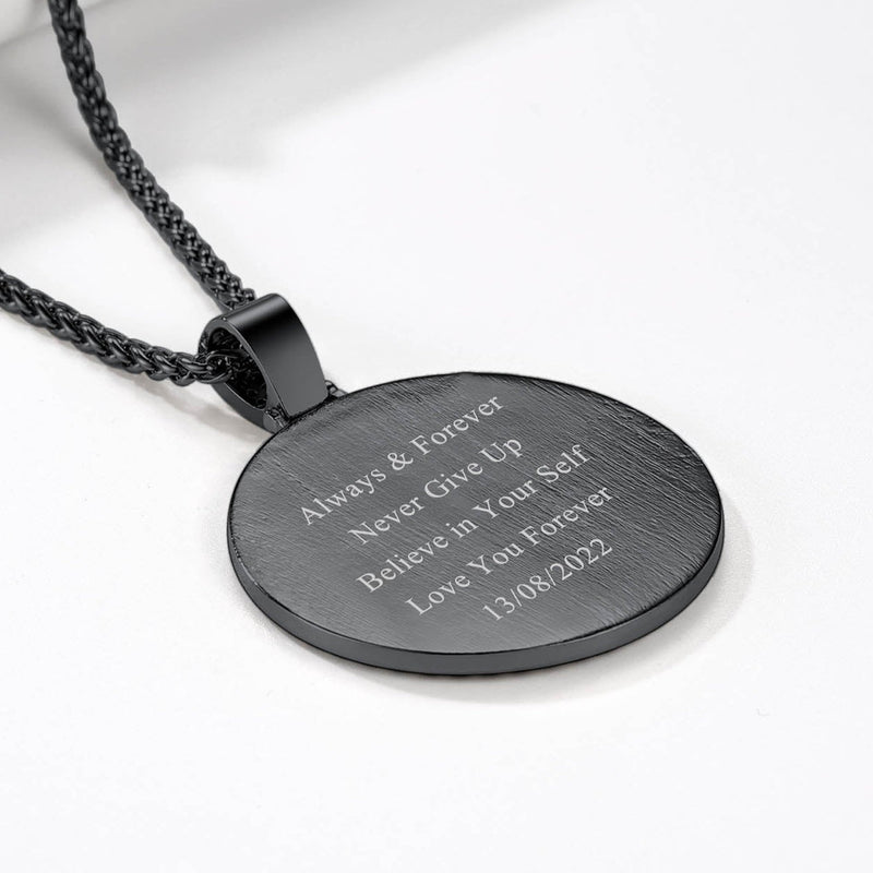 Personalized Large Picture Circle Necklace Memorial Photo Pendant for