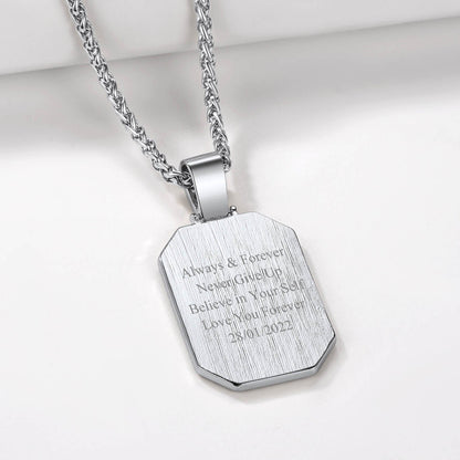 Memorial Personalized Picture Dog Tag Necklace With Cz for Mom Family