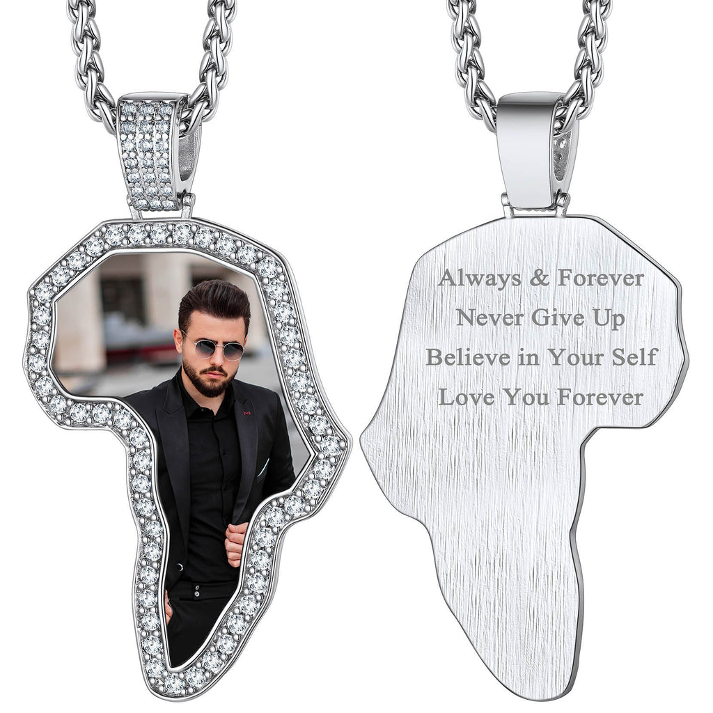 Customized African Map Photo Necklace With Picture for