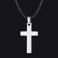 Engravable Cross Leather Necklace Pendant for
