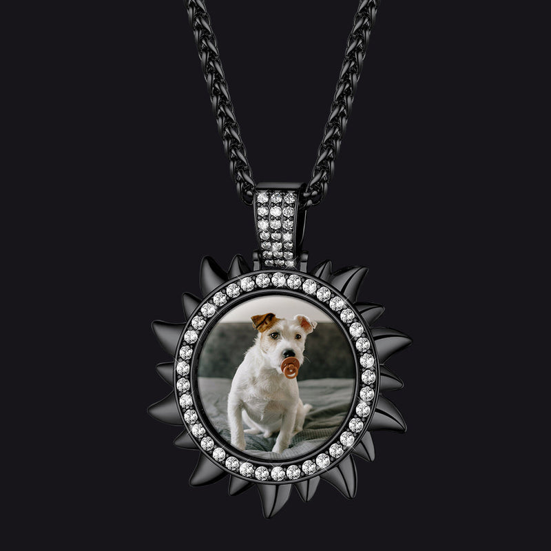 Custom Picture Sun Necklace With Cz for