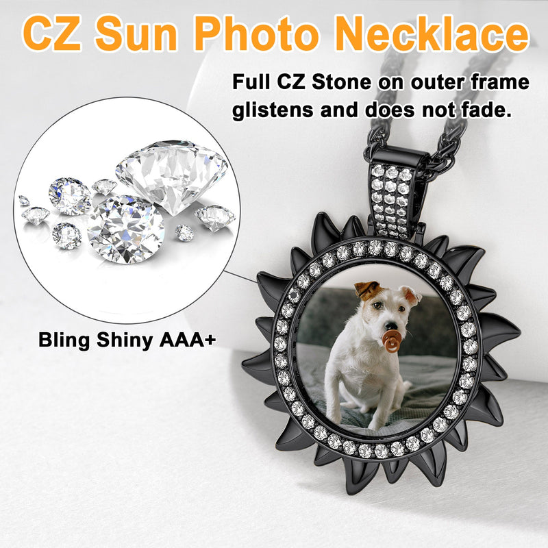 Custom Picture Sun Necklace With Cz for