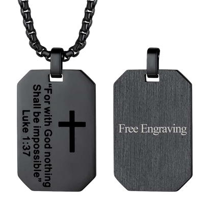 Christian Luke 1:37 Dog Tag Necklace for /