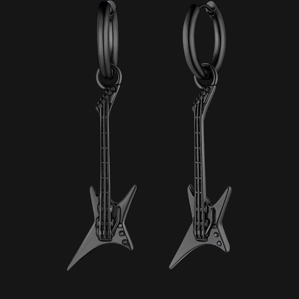 Punk Guitar Hoop Dangle Earrings for