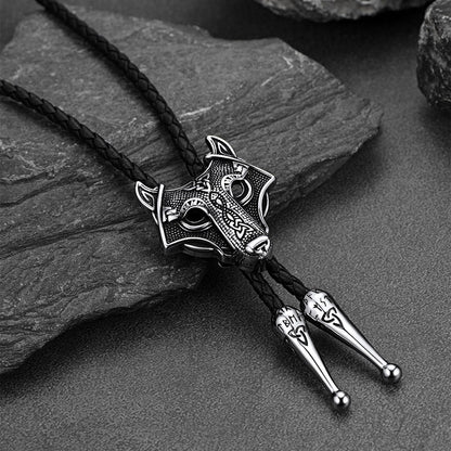 Norse Viking Celtic Wolf Leather Bolo Ties for