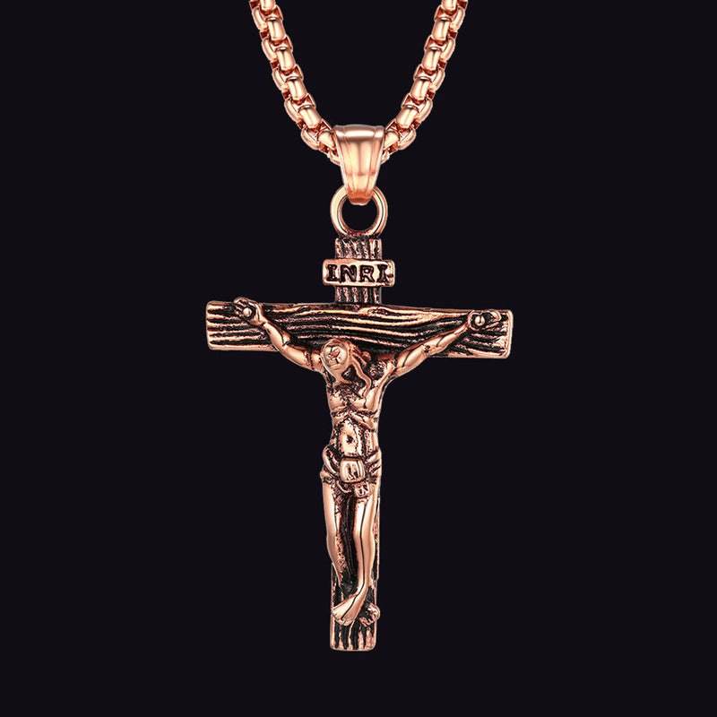 Catholic Crucifix Cross Necklace Jesus Pendant for