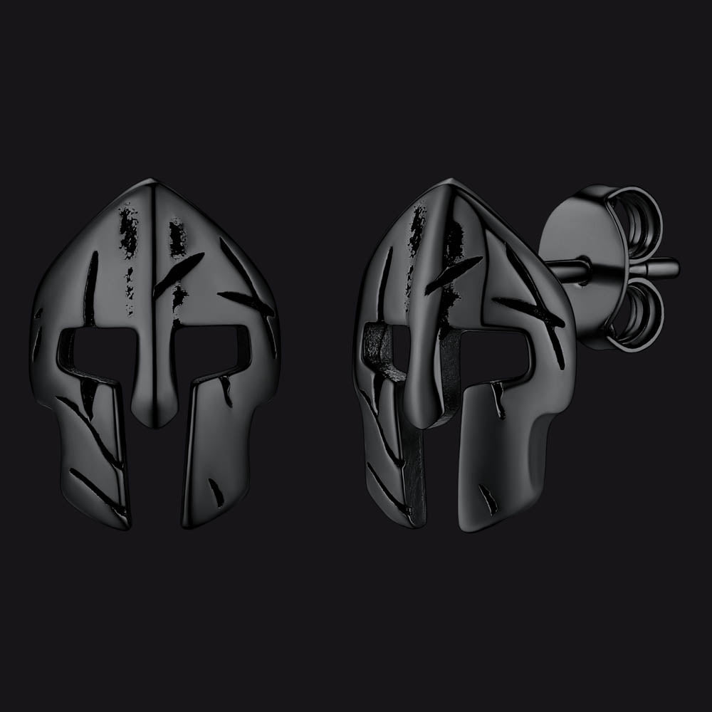 Flash Spartan Helmet Mask Stud Earrings for