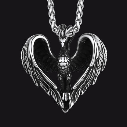 Phoenix Heart Pendant Necklace for
