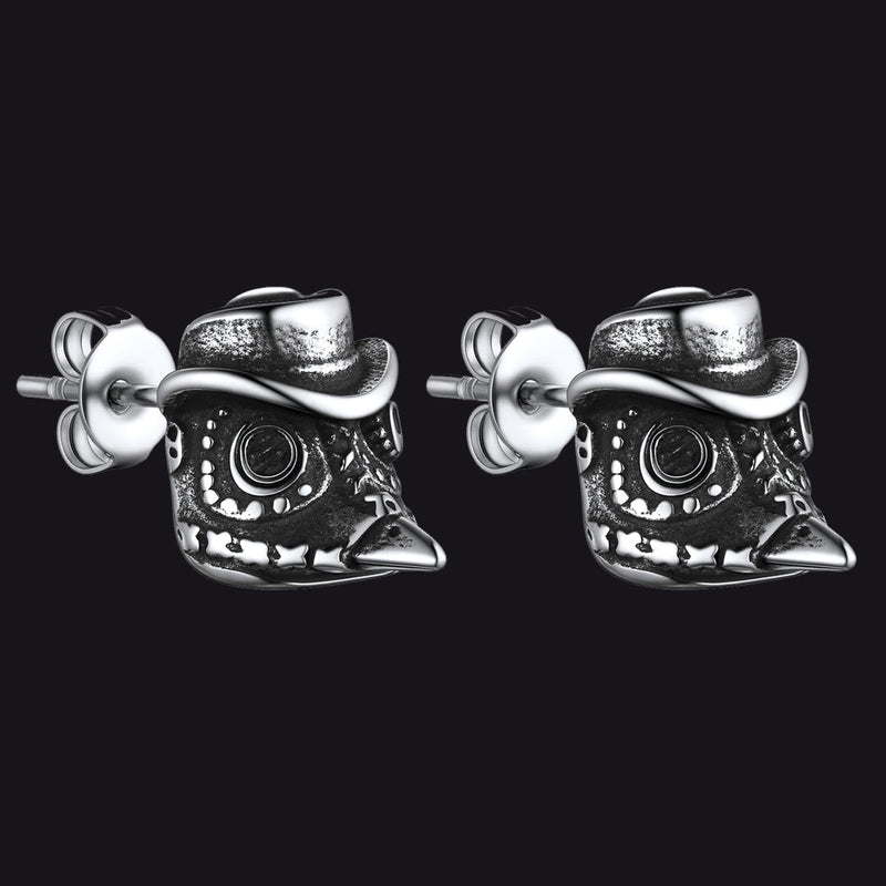 Gothic Plague Doctor Steampunk Stud Earrings