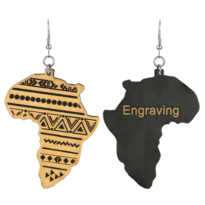 Faithheart African Map Drop Dangle Earrings for