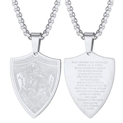 Saint Michael Necklace Shield Archangel Protection Pendant for