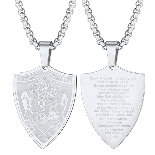 Saint Michael Necklace Shield Archangel Protection Pendant for