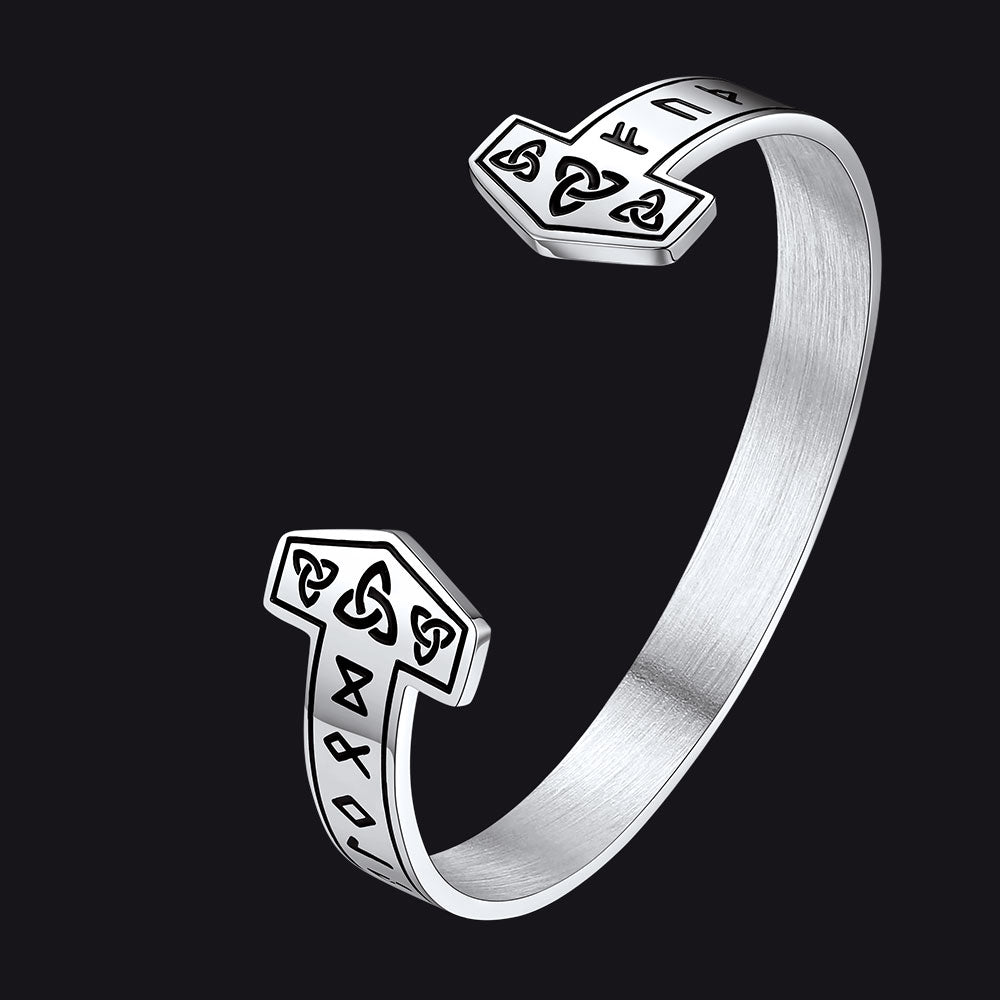 Faithheart Viking Futhark Runes Cuff Bracelet for