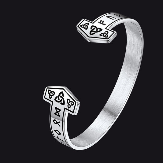 Faithheart Viking Futhark Runes Cuff Bracelet for