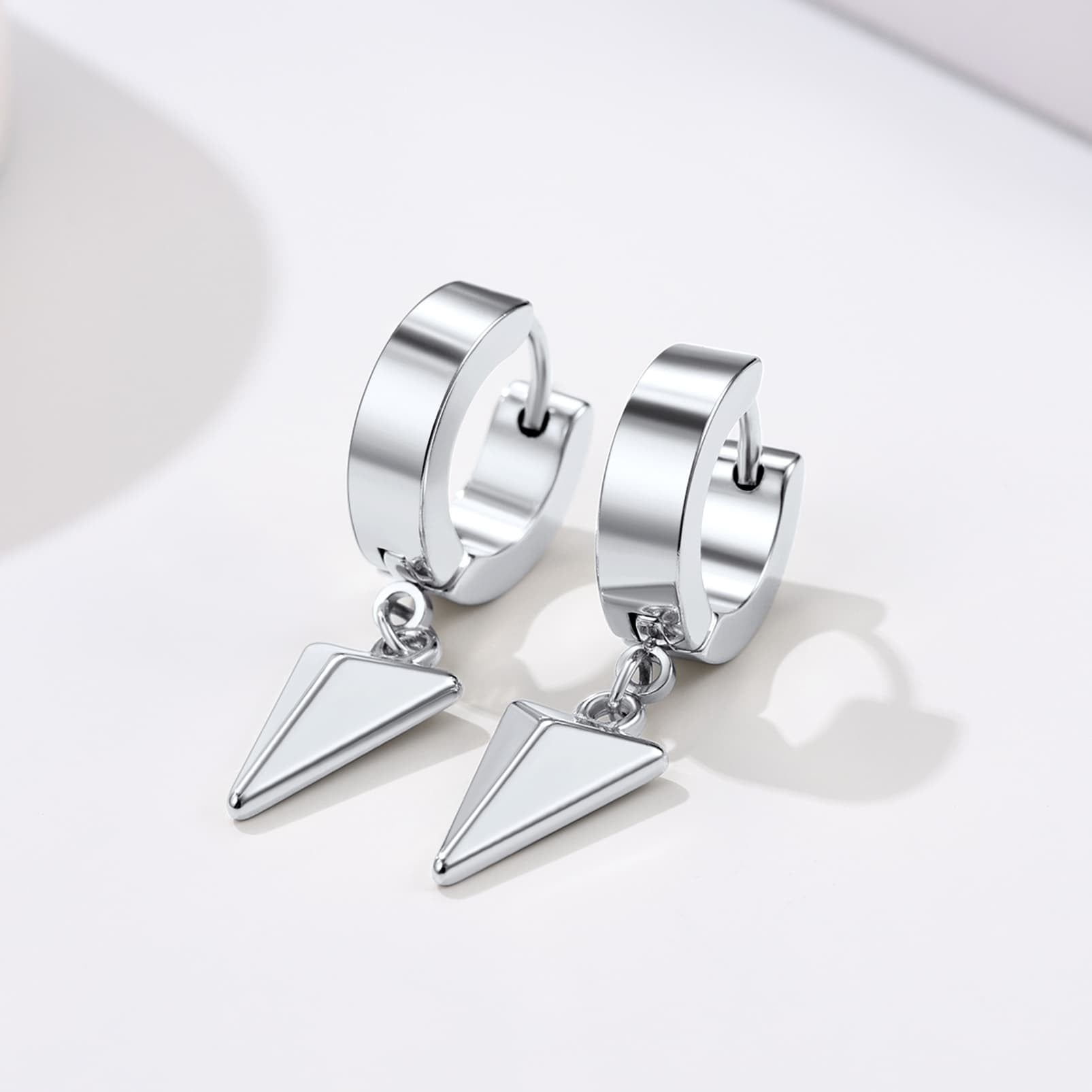 Flash Triangle Spike Dangle Hoop Earrings for