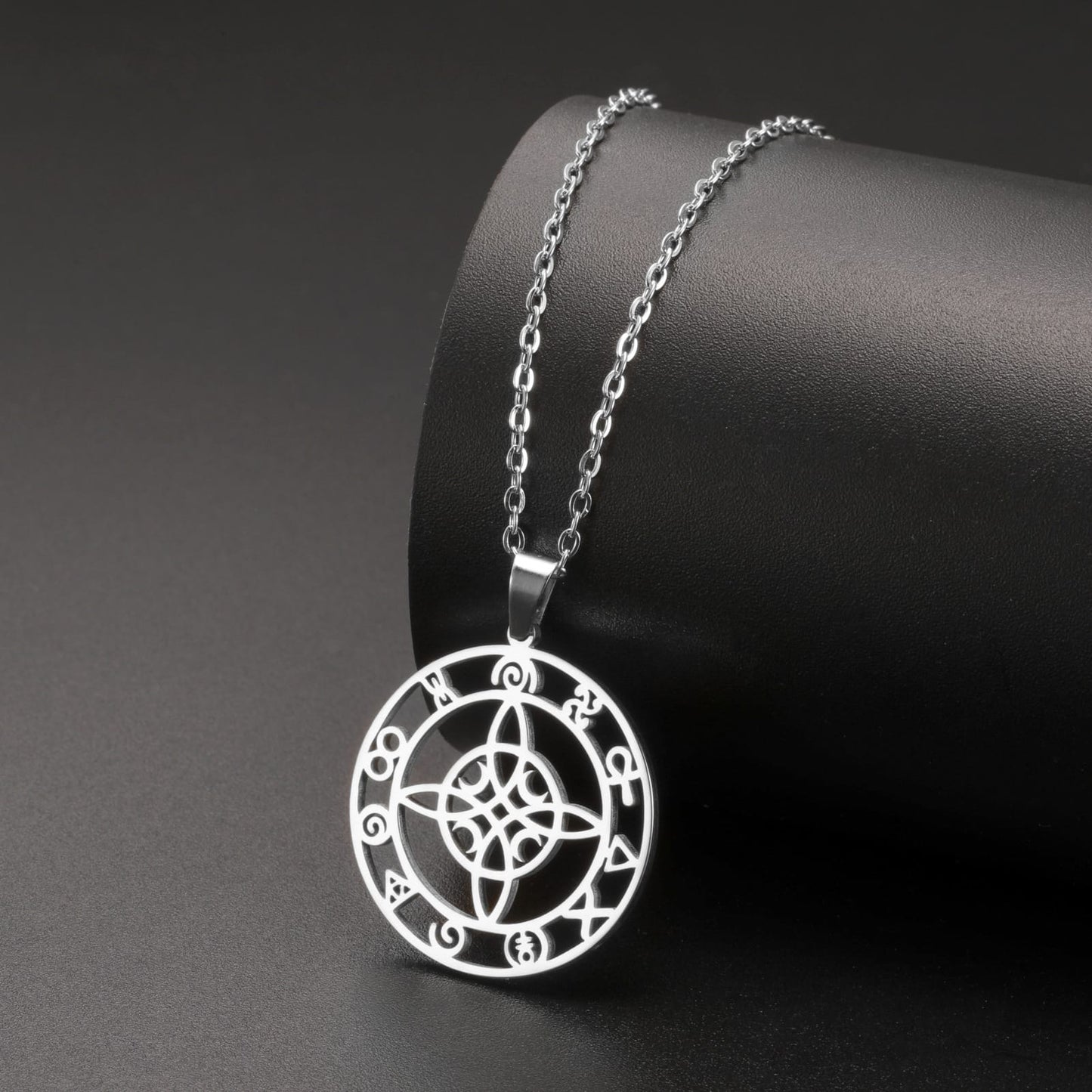 Witches Knot and Crescent Moons Protection Necklace