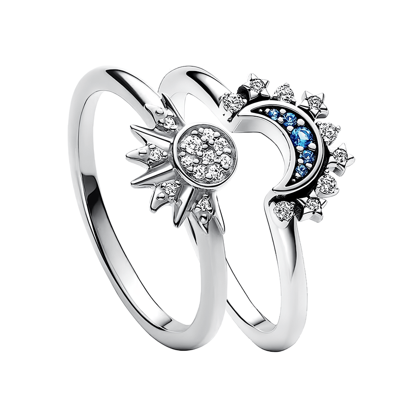 Celestial Harmony Sun & Moon Ring Set